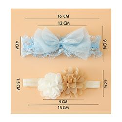 Babyhug Headbands Free Size With Bow & Floral Applique Pack Of 2 - Pink & White