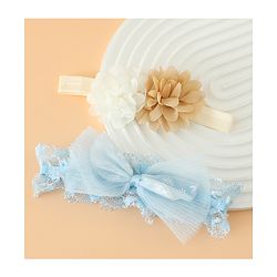 Babyhug Headbands Free Size With Bow & Floral Applique Pack Of 2 - Pink & White