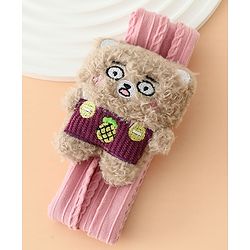 Babyhug Headband Free Size with Embroiderd Bear Applique - Pink