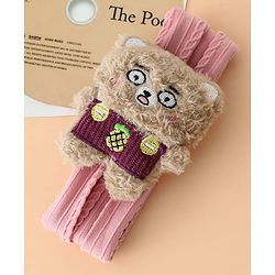 Babyhug Headband Free Size with Embroiderd Bear Applique - Pink