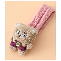Babyhug Headband Free Size with Embroiderd Bear Applique - Pink