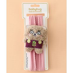 Babyhug Headband Free Size with Embroiderd Bear Applique - Pink