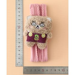 Babyhug Headband Free Size with Embroiderd Bear Applique - Pink