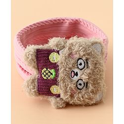 Babyhug Headband Free Size with Embroiderd Bear Applique - Pink