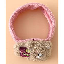 Babyhug Headband Free Size with Embroiderd Bear Applique - Pink