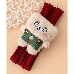 Babyhug Headband Free Size with Embroiderd Bear Applique - Pink