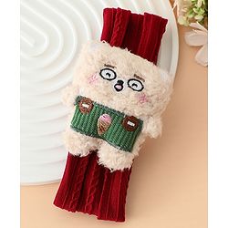 Babyhug Headband Free Size with Embroiderd Bear Applique - Pink