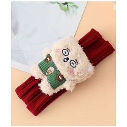 Babyhug Headband Free Size with Embroiderd Bear Applique - Pink