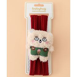 Babyhug Headband Free Size with Embroiderd Bear Applique - Pink