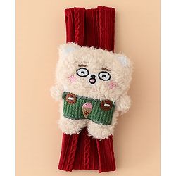 Babyhug Headband Free Size with Embroiderd Bear Applique - Pink