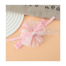 Babyhug Headband With Lace Bow Detailing & Pearl Applique Free Size - Pink