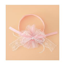 Babyhug Headband With Lace Bow Detailing & Pearl Applique Free Size - Pink