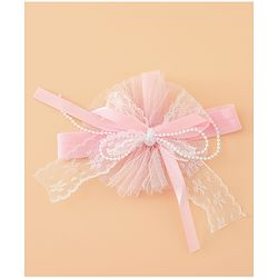 Babyhug Headband With Lace Bow Detailing & Pearl Applique Free Size - Pink