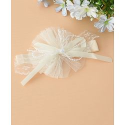 Babyhug Headband With Lace Bow Detailing & Pearl Applique Free Size - Pink
