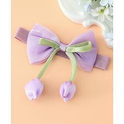 Babyhug Headband With Bow & Tulip Applique - Purple