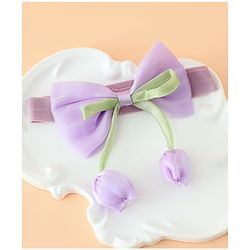 Babyhug Headband With Bow & Tulip Applique - Purple