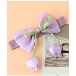 Babyhug Headband With Bow & Tulip Applique - Purple