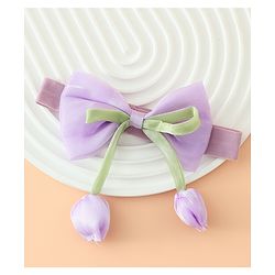 Babyhug Headband With Bow & Tulip Applique - Purple