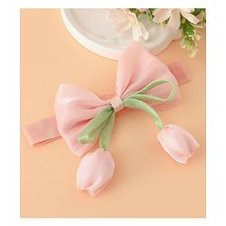 Babyhug Headband With Bow & Tulip Applique - Purple
