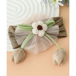 Babyhug Free Size Baby Headbands With Floral & Bow Applique - Light Brown
