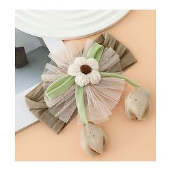 Babyhug Free Size Baby Headbands With Floral & Bow Applique - Light Brown
