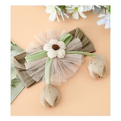 Babyhug Free Size Baby Headbands With Floral & Bow Applique - Light Brown