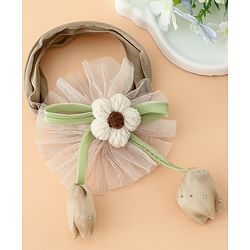 Babyhug Free Size Baby Headbands With Floral & Bow Applique - Light Brown
