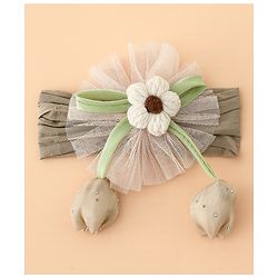 Babyhug Free Size Baby Headbands With Floral & Bow Applique - Light Brown