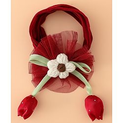 Babyhug Free Size Baby Headbands With Floral & Bow Applique - Light Brown