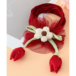 Babyhug Free Size Baby Headbands With Floral & Bow Applique - Light Brown