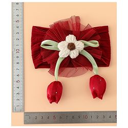 Babyhug Free Size Baby Headbands With Floral & Bow Applique - Light Brown