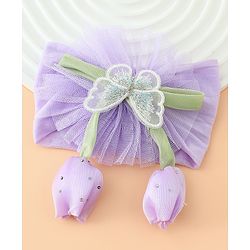 Babyhug Free Size Baby Headbands With Butterfly & Bow Applique - Purple