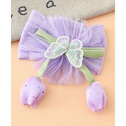 Babyhug Free Size Baby Headbands With Butterfly & Bow Applique - Purple
