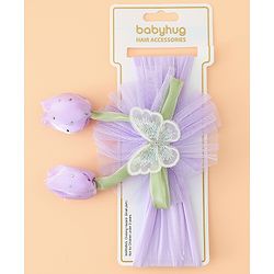 Babyhug Free Size Baby Headbands With Butterfly & Bow Applique - Purple