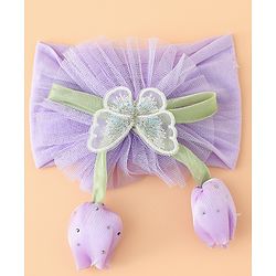 Babyhug Free Size Baby Headbands With Butterfly & Bow Applique - Purple