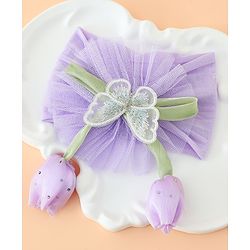 Babyhug Free Size Baby Headbands With Butterfly & Bow Applique - Purple