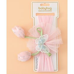 Babyhug Free Size Baby Headbands With Butterfly & Bow Applique - Purple