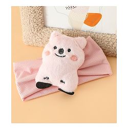 Babyhug Free Size Headband With Bear Applique - Pink