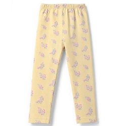 Babyhug Cotton Lycra Elastane Knit Full Length Solid & Floral Printed Leggings Pack Of 2 - Pink & Yellow