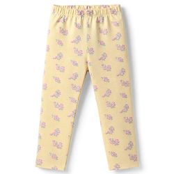 Babyhug Cotton Lycra Elastane Knit Full Length Solid & Floral Printed Leggings Pack Of 2 - Pink & Yellow