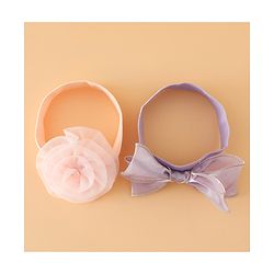 Babyhug Headbands Free Size With Bow & Floral Applique Pack Of 2 - Brown & Maroon
