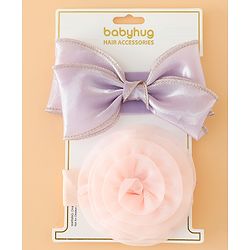 Babyhug Headbands Free Size With Bow & Floral Applique Pack Of 2 - Brown & Maroon