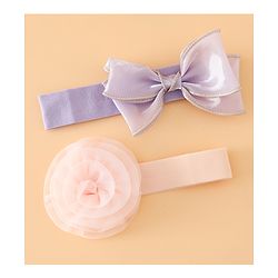 Babyhug Headbands Free Size With Bow & Floral Applique Pack Of 2 - Brown & Maroon