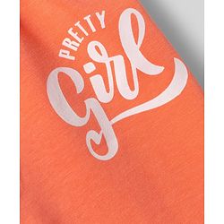 Babyhug Cotton Lycra Knit Full Length Floral & Text Printed Leggings Pack Of 2 - Orange & White