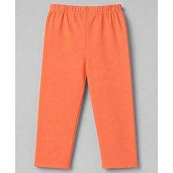 Babyhug Cotton Lycra Knit Full Length Floral & Text Printed Leggings Pack Of 2 - Orange & White