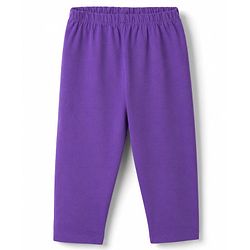 Babyhug Cotton Lycra Knit Full Length Leggings With Heart Print Pack of 2 - Pink & Purple