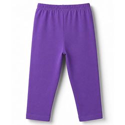 Babyhug Cotton Lycra Knit Full Length Leggings With Heart Print Pack of 2 - Pink & Purple