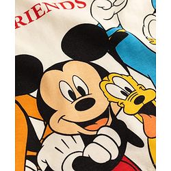 Babyhug Disney Cotton Knit Full Sleeves T-Shirt with MIckey Mouse & Friends Graphics - White