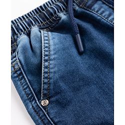 Babyhug Full Length Denim Joggers With Cargo Pockets - Blue