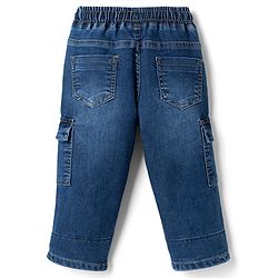 Babyhug Full Length Washed Regular Fit Denim Jeans With Cargo Pockets - Blue